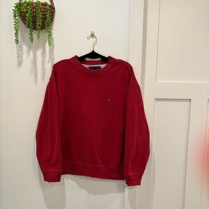 Tommy Hilfiger Y2K Men's Crewneck Vintage Red Long Sleeve Sweatshirt Size Medium